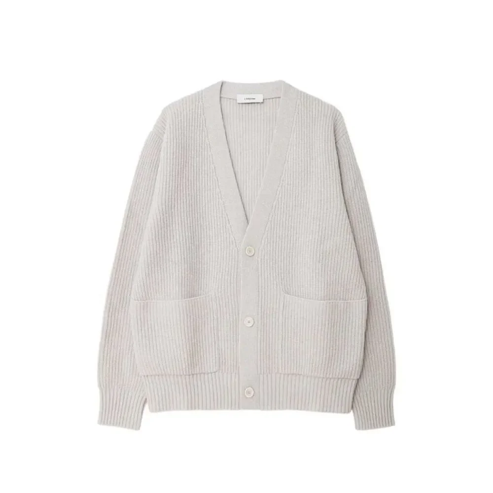 Lardini Men Ribbed Cardigan With Patch Pockets